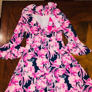 Lilly Pulitzer Inky navy flamingle stirling dress